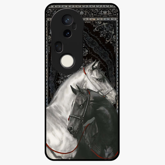 Majestic Ride Legacy Glass Case showing flat back view with powerful automotive inspired artwork and glossy glass finish.