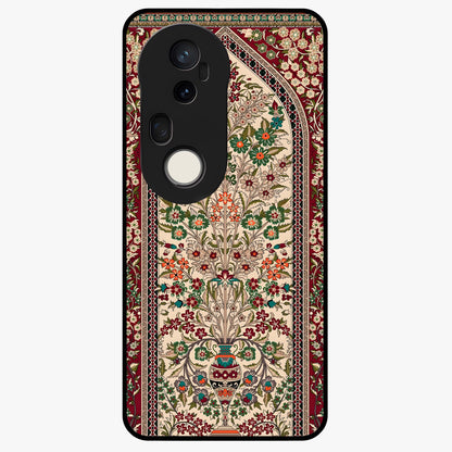 Persian Inspired Glass Case showing flat back view with ornate Persian style pattern artwork and glossy glass finish.