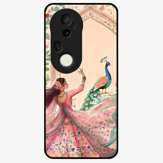 Royal Grace Muse Glass Case showing flat back view with elegant artistic artwork and glossy glass finish.