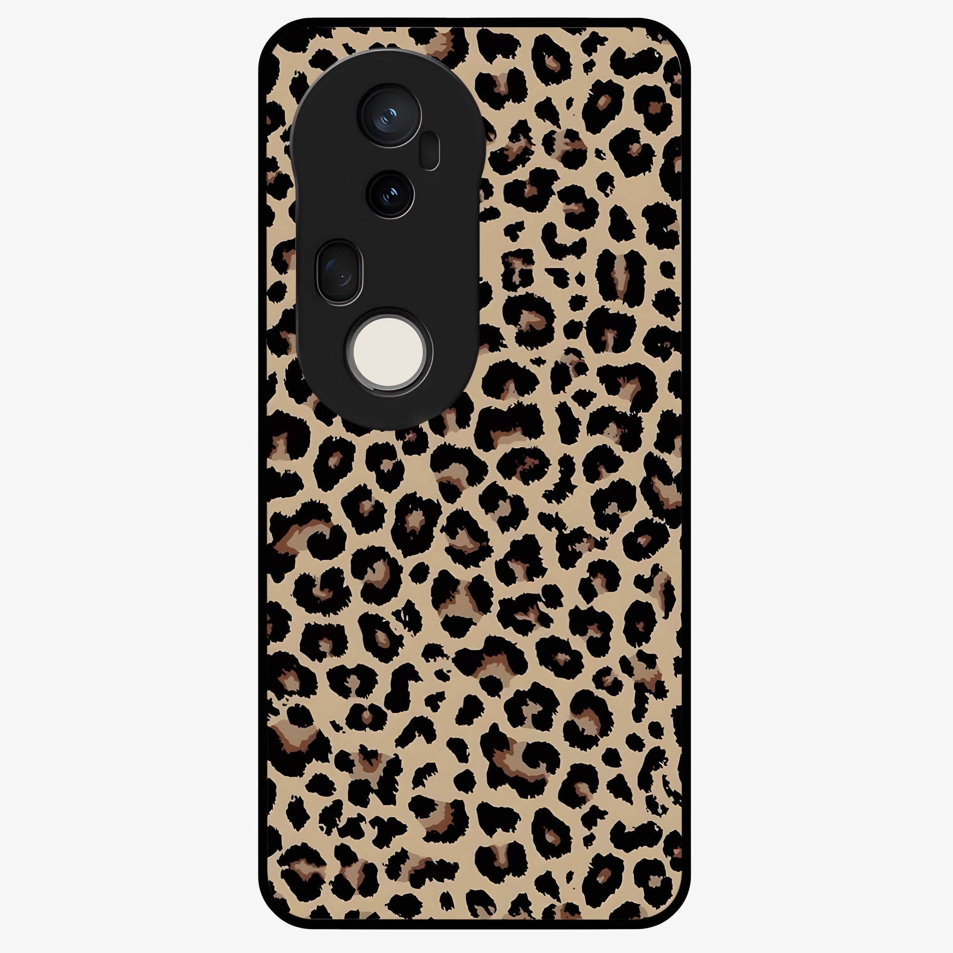 Savage Chic Pattern Glass Case showing flat back view with stylish patterned artwork and glossy glass finish.