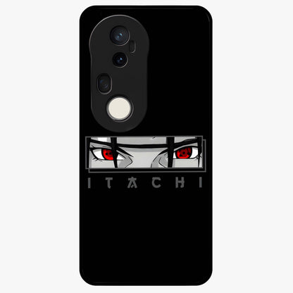 Scarlet Gaze Dominance Glass Case showing flat back view with striking red themed artwork and glossy glass finish.