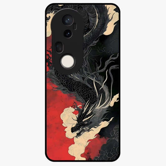 Shadow Dragon Fury Glass Case showing flat back view with fierce dragon artwork and glossy glass finish.