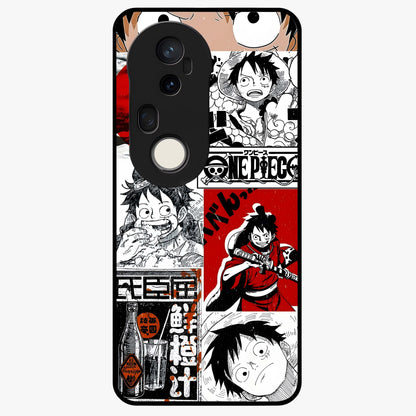 Strawhat Chaos Panels Glass Case showing flat back view with anime inspired chaos panel artwork and glossy glass finish.