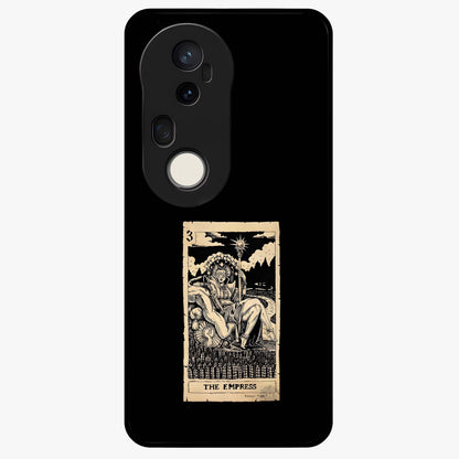 The Empress Glass Case showing flat back view with regal feminine artwork and glossy glass finish.