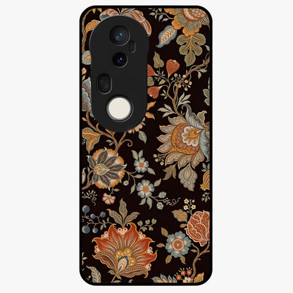 Vintage Floral Dream Glass Case showing flat back view with classic floral artwork and glossy glass finish.