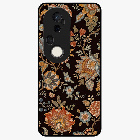 Vintage Floral Dream Glass Case showing flat back view with classic floral artwork and glossy glass finish.