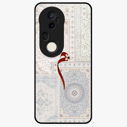 White Aesthetic Bow Glass Case showing flat back view with minimal bow artwork and glossy glass finish.