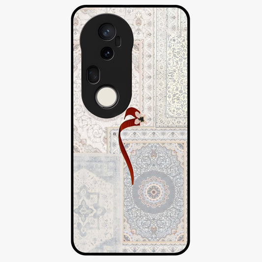 White Aesthetic Bow Glass Case showing flat back view with minimal bow artwork and glossy glass finish.