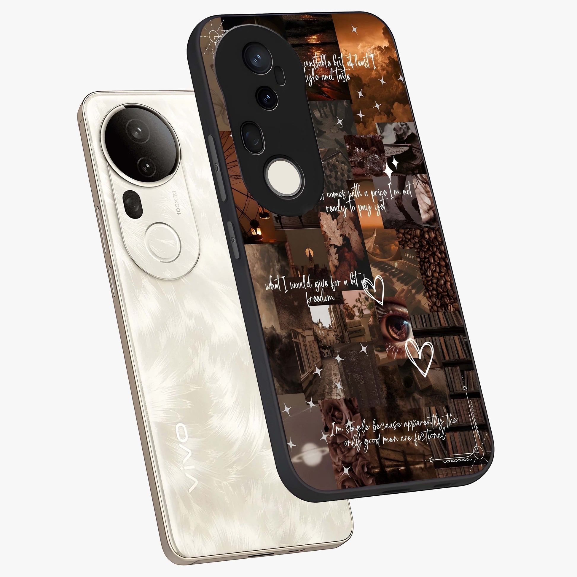 Bittersweet Aesthetic Chaos Glass Case displayed in angled mockup highlighting expressive abstract artwork and edgy aesthetic theme.