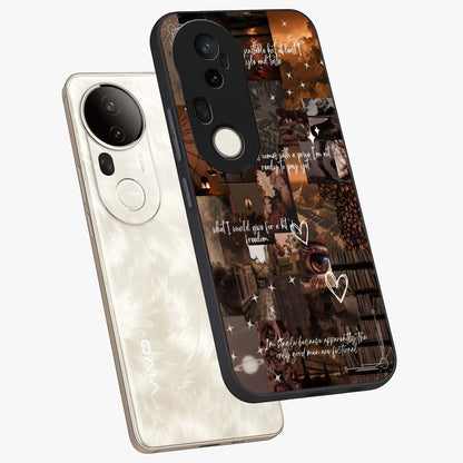 Bittersweet Aesthetic Chaos Glass Case displayed in angled mockup highlighting expressive abstract artwork and edgy aesthetic theme.