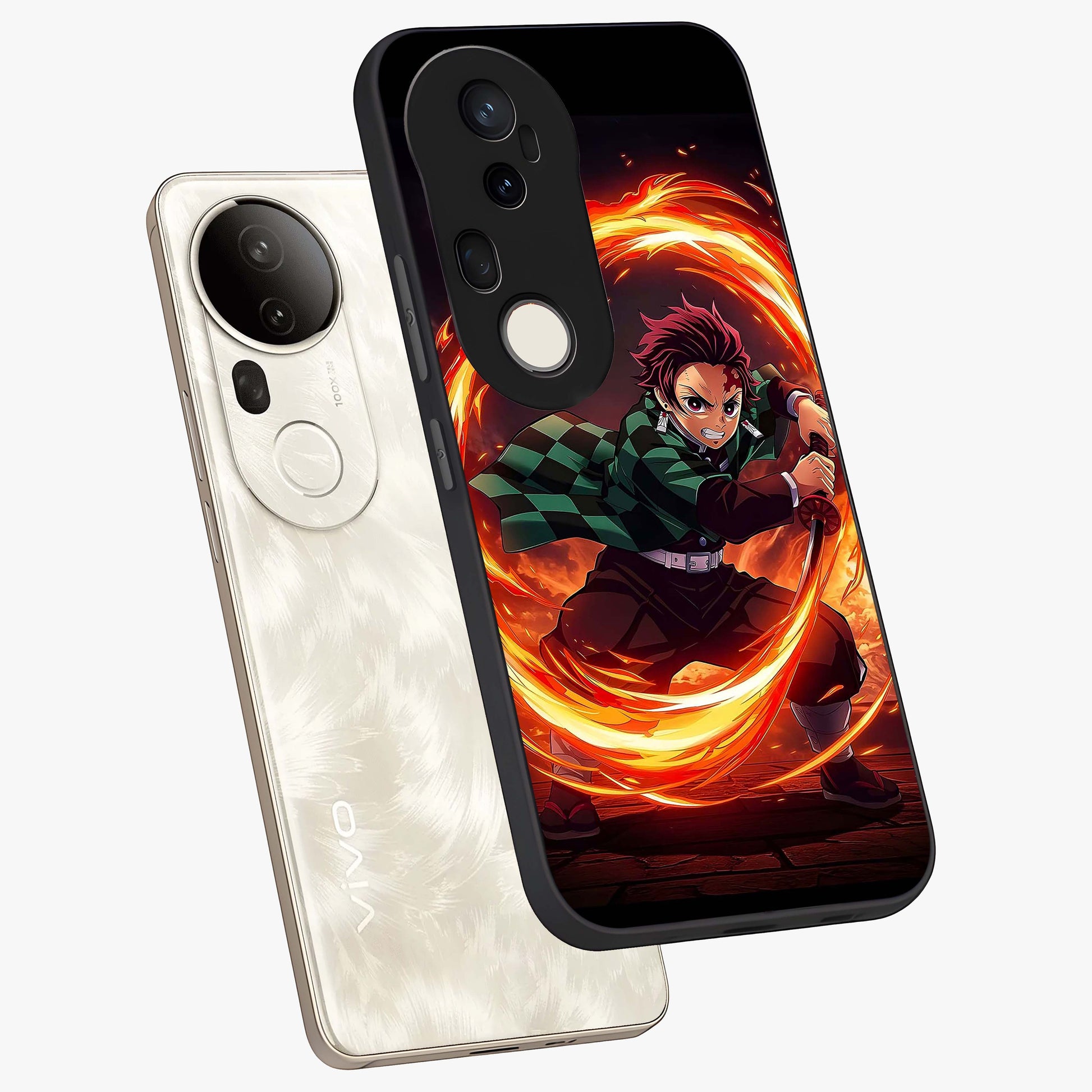 Blazing Sword Resolve Glass Case displayed in angled mockup highlighting powerful sword illustration and bold fantasy theme.
