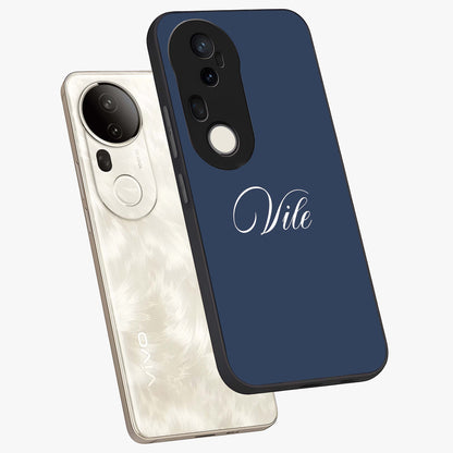 Blue Vintage Floral Pattern Glass Case showing flat back view with elegant vintage floral artwork and glossy glass finish.