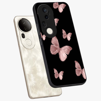 Butterfly Pattern Glass Case displayed in angled mockup highlighting delicate butterfly design and aesthetic pattern style.