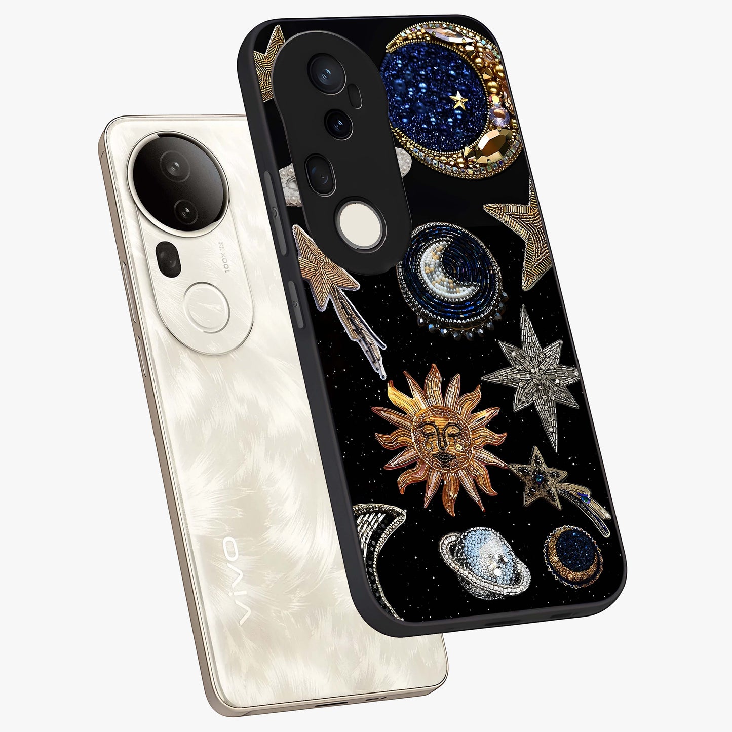 Celestial Gem Constellations Glass Case displayed in angled mockup highlighting gemstone inspired constellation design.