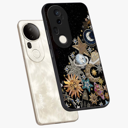 Cosmic Sparkle Dreams Glass Case displayed in angled mockup highlighting dreamy star sparkle design with celestial aesthetic.