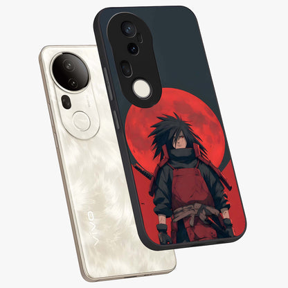 Crimson Moon Warlord Glass Case displayed in angled mockup highlighting dramatic crimson moon design with fantasy aesthetic.