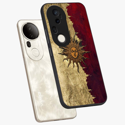 Crimson Sun Majesty Glass Case displayed in angled mockup highlighting majestic crimson sun design with bold aesthetic style.