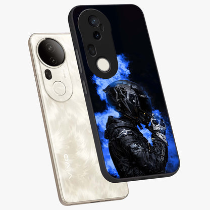 Cyber Sentinel Protocol Glass Case displayed in angled mockup highlighting digital cyber design with sci-fi aesthetic style.
