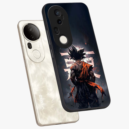 Dark Warrior In Rain Glass Case displayed in angled mockup highlighting dramatic warrior illustration with dark rain aesthetic.