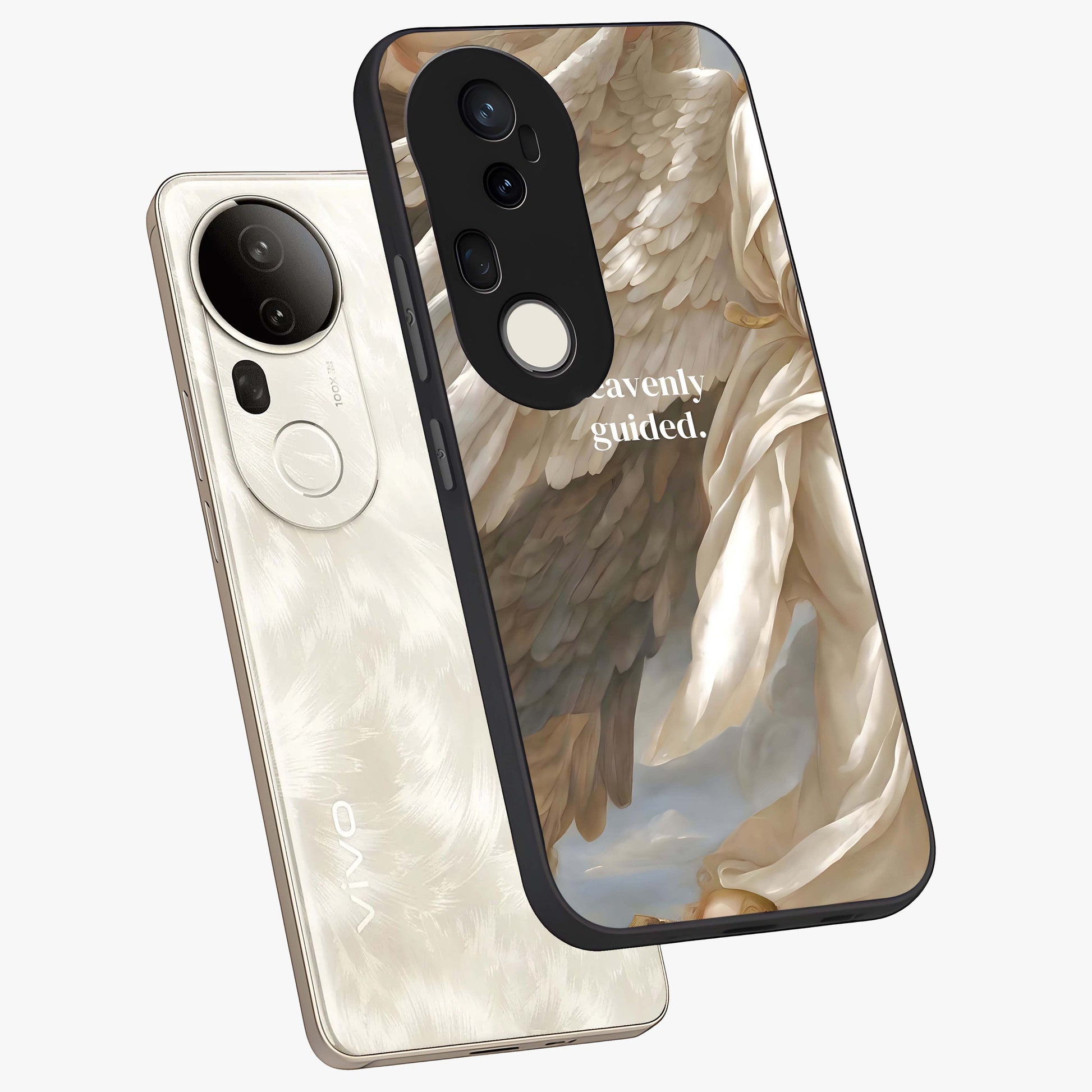Divine Winged Grace Glass Case displayed in angled mockup highlighting graceful wing design with divine aesthetic style.