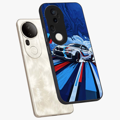 Drift Power Rush Glass Case displayed in angled mockup highlighting powerful drift car design with sporty aesthetic style.
