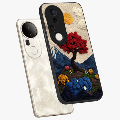 Eternal Nature Tapestry Glass Case displayed in angled mockup highlighting detailed botanical pattern with artistic aesthetic.