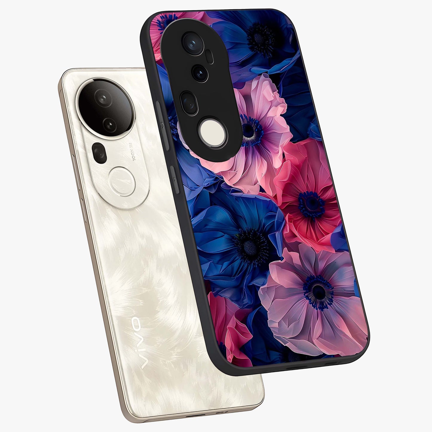 Flower Paper Art Pattern Glass Case displayed in angled mockup highlighting layered paper flower design with artistic aesthetic.