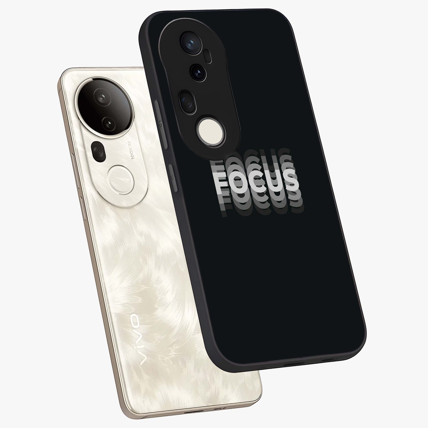 Focus Mode On Glass Case displayed in angled mockup highlighting clean minimal text artwork with modern aesthetic style.