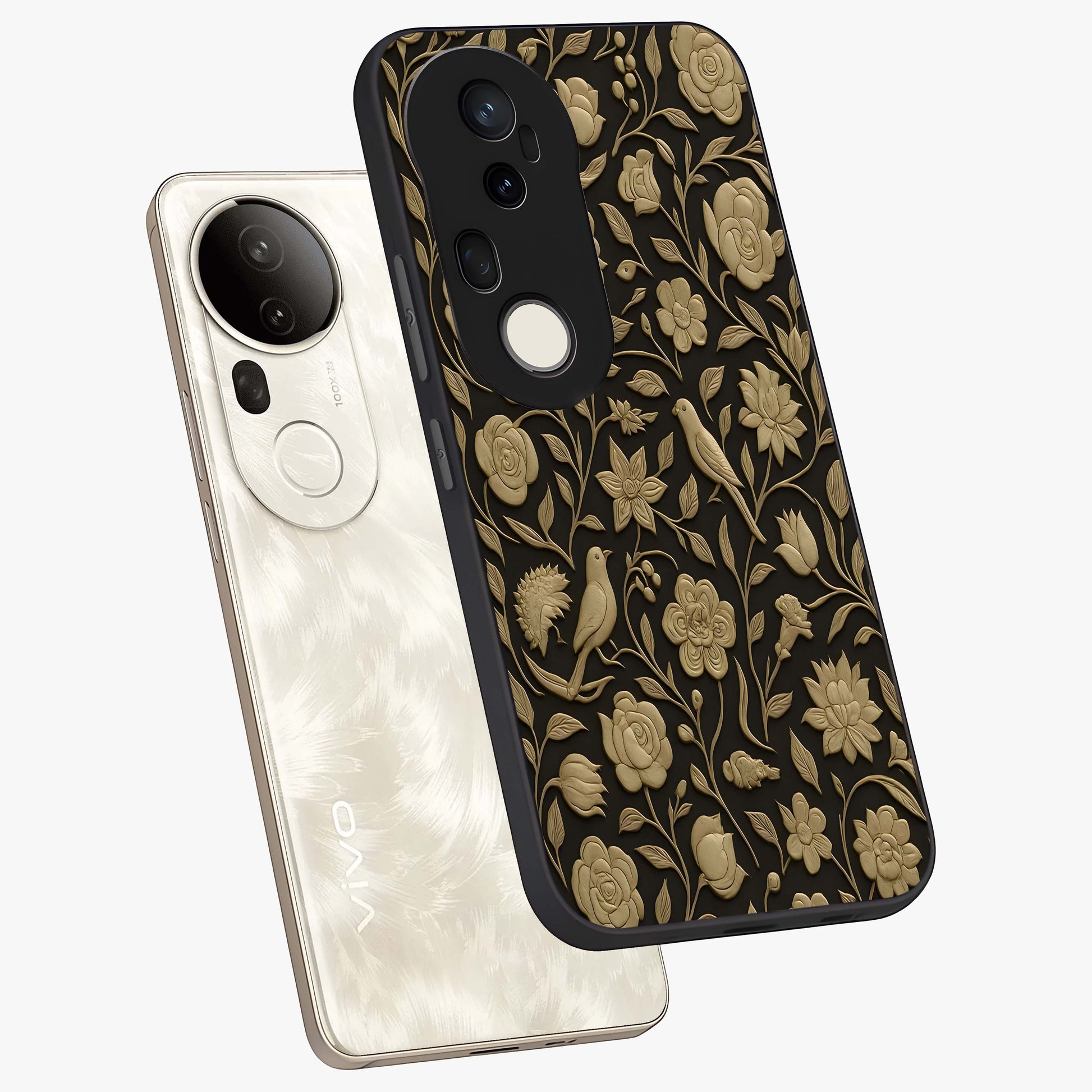 Golden Evil Eye Mandala Glass Case displayed in angled mockup highlighting protective evil eye symbol with golden mandala design.
