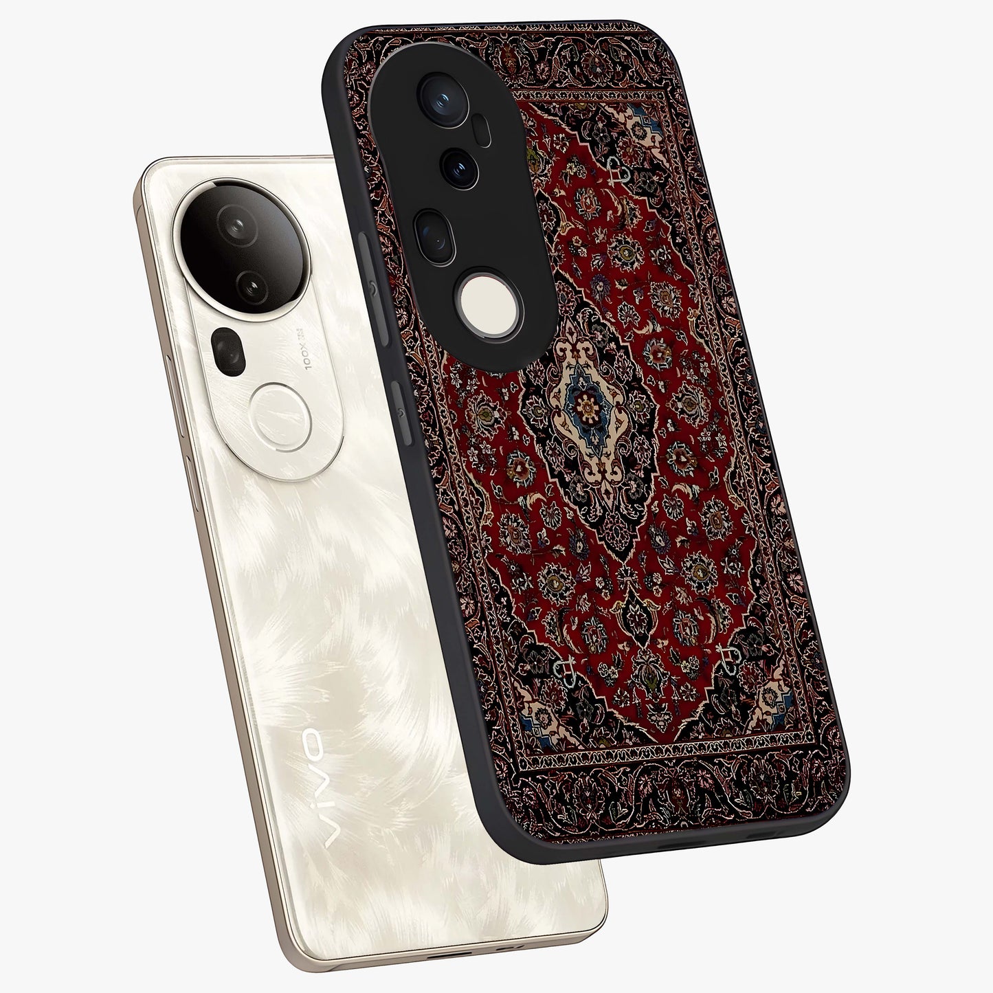 Heritage Carpet Royale Glass Case displayed in angled mockup highlighting intricate royal carpet design with heritage aesthetic.