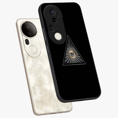 Illuminati Evil Glass Case displayed in angled mockup highlighting dark occult inspired design with bold aesthetic style.