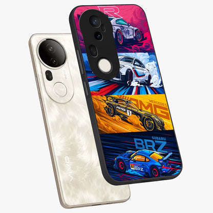JDM Sports Car Glass Case displayed in angled mockup highlighting sleek Japanese racing car design with automotive aesthetic.