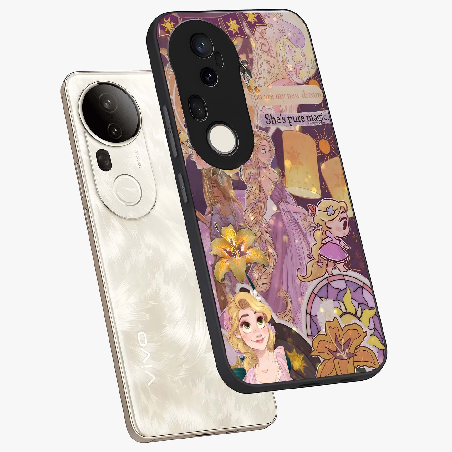 Magical Tangled Dream Glass Case displayed in angled mockup highlighting whimsical fantasy design with magical aesthetic.