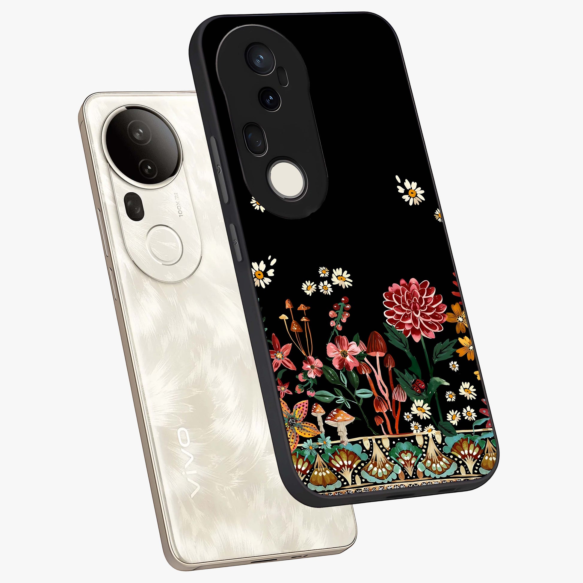 Midnight Bloom Pattern Glass Case displayed in angled mockup highlighting elegant flower design with midnight aesthetic style.