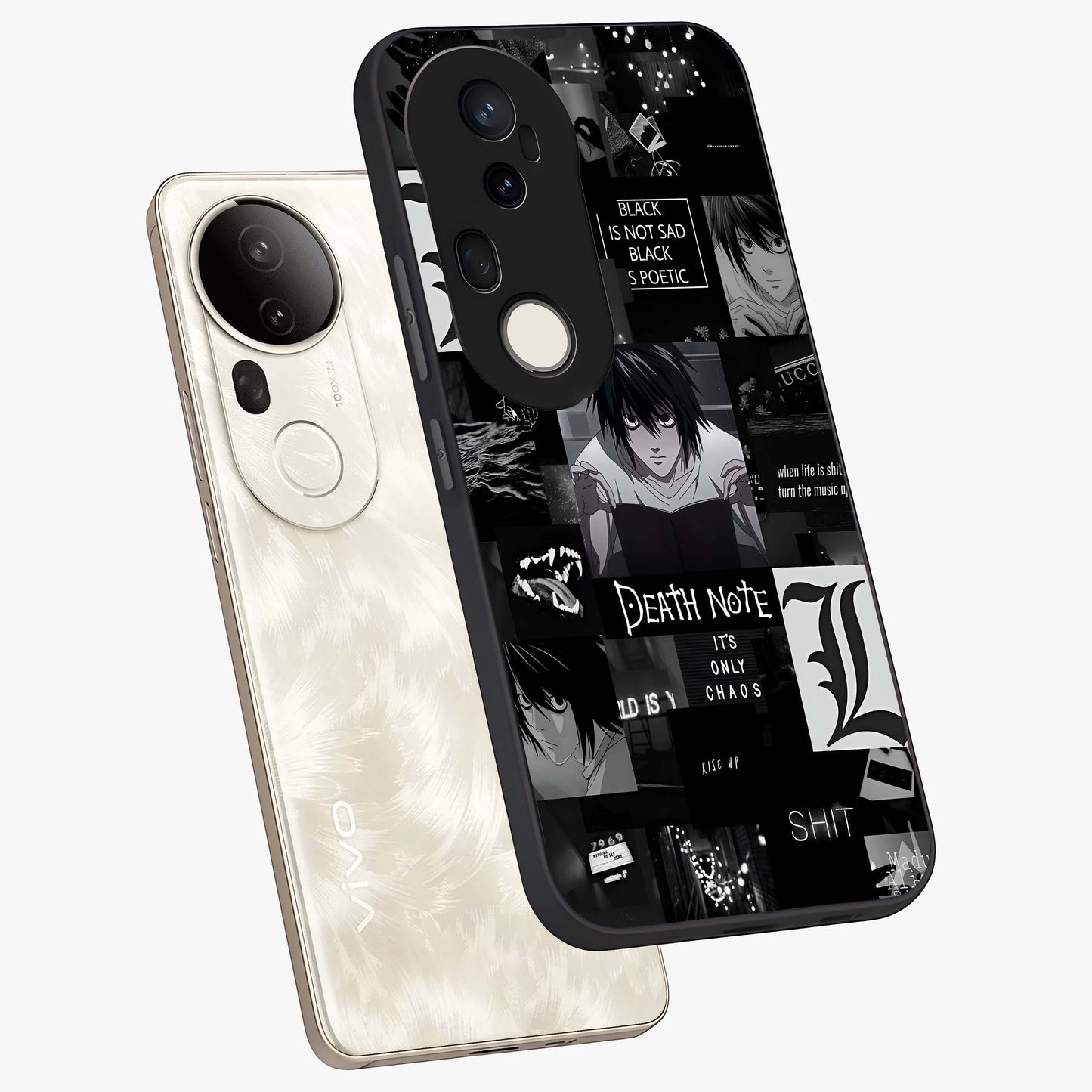 Midnight Chaos Mind Glass Case displayed in angled mockup highlighting chaotic artistic design with dramatic midnight aesthetic.