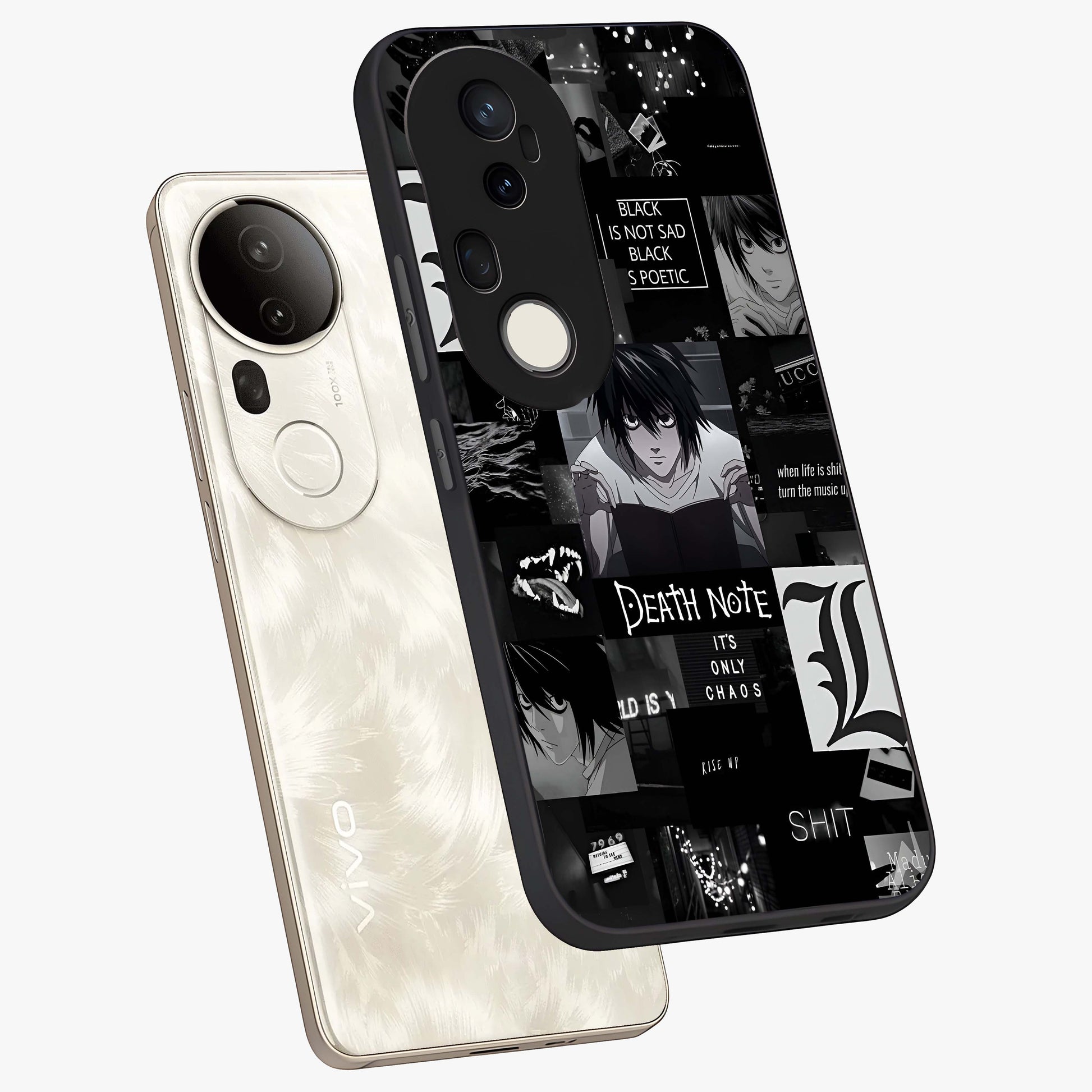 Midnight Chaos Mind Glass Case displayed in angled mockup highlighting chaotic artistic design with dramatic midnight aesthetic.