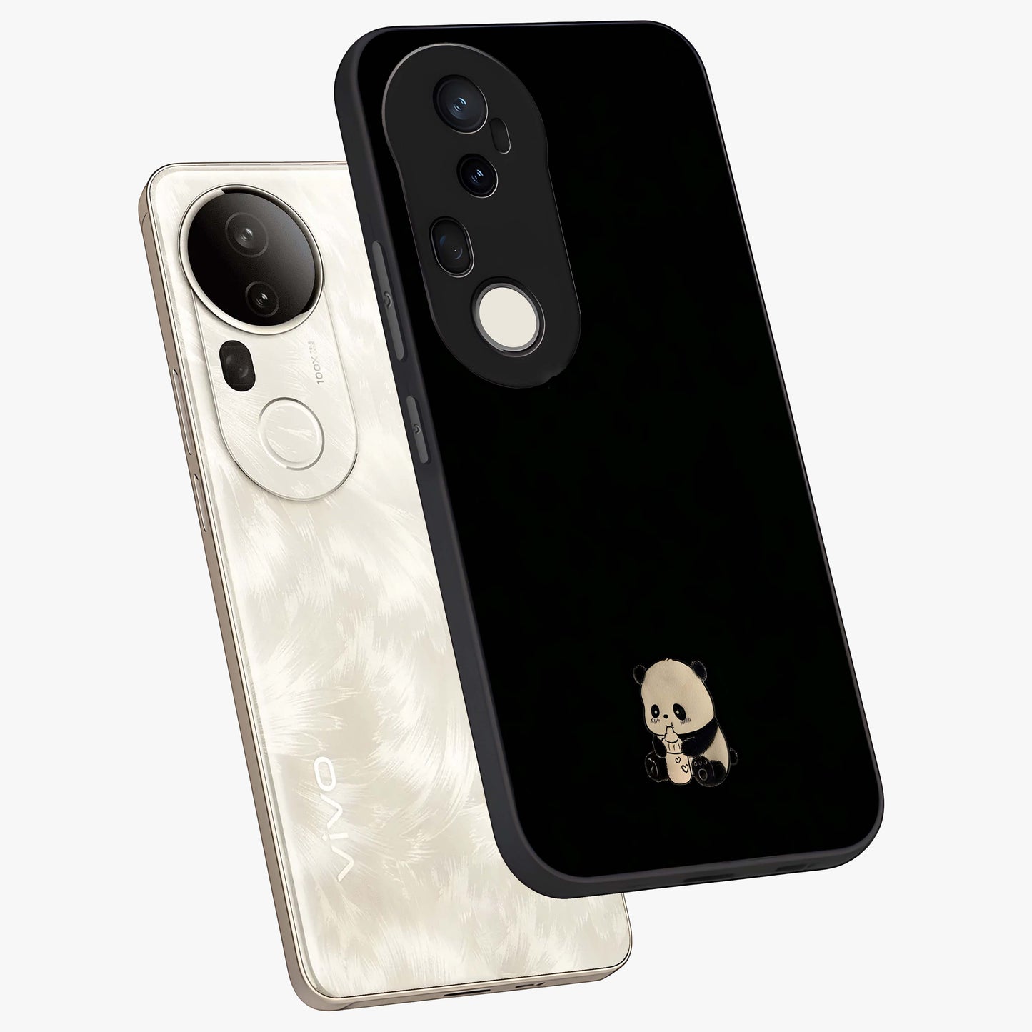 Midnight Panda Love Glass Case displayed in angled mockup highlighting adorable panda illustration with midnight aesthetic.