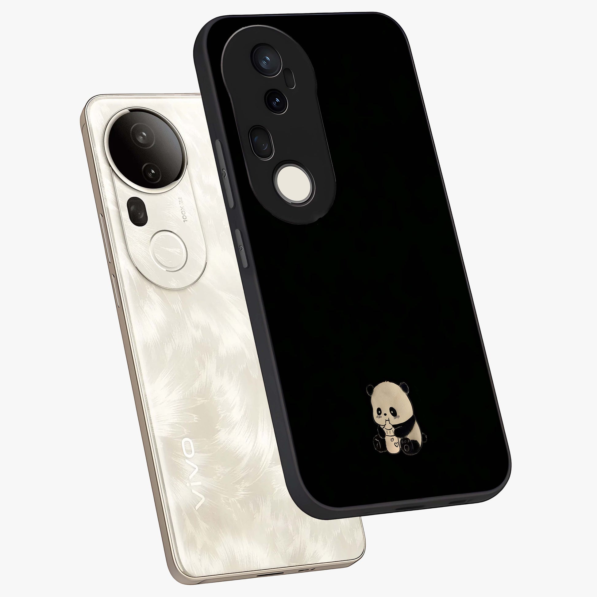 Midnight Panda Love Glass Case displayed in angled mockup highlighting adorable panda illustration with midnight aesthetic.
