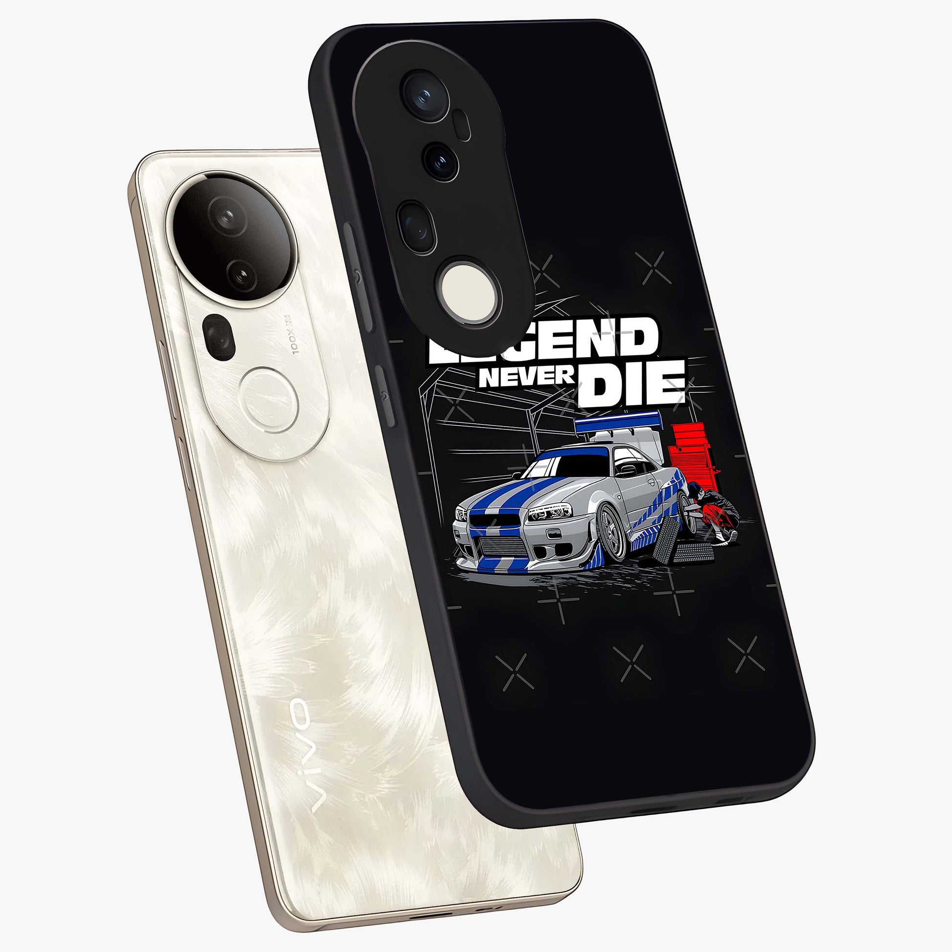 Midnight Racing Legacy Glass Case displayed in angled mockup highlighting dynamic automotive design with bold midnight aesthetic.