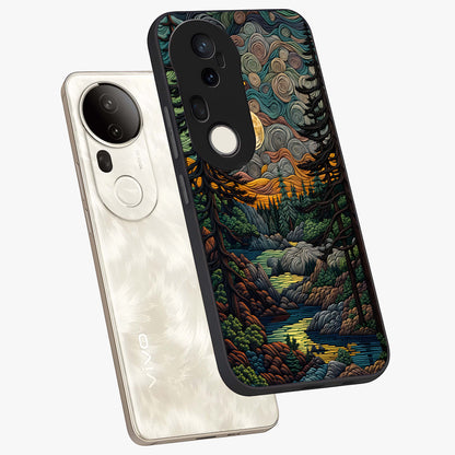 Moonlight Forest Dream Glass Case displayed in angled mockup highlighting dreamy forest design with glowing moon aesthetic.