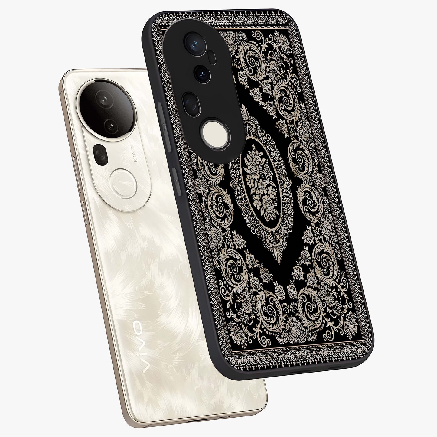 Noir Bloom Elegance Glass Case displayed in angled mockup highlighting refined flower design with stylish noir aesthetic.
