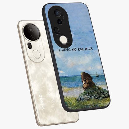 Peace Beyond War Glass Case displayed in angled mockup highlighting meaningful message design with artistic aesthetic style.