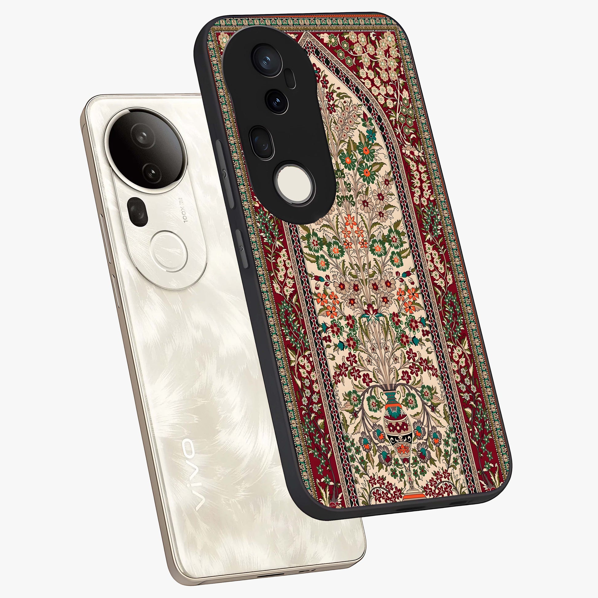 Persian Inspired Glass Case displayed in angled mockup highlighting intricate traditional design with elegant cultural aesthetic.