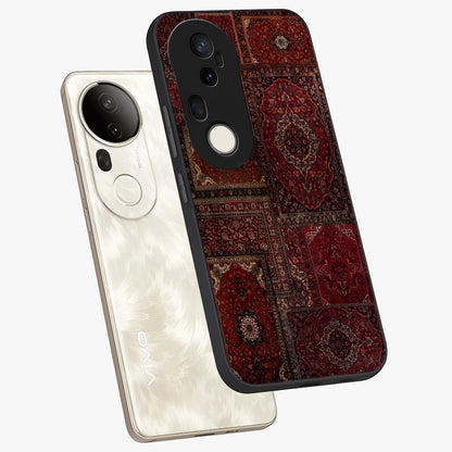 Persian Velvet Tale Glass Case displayed in angled mockup highlighting ornate textile inspired design with royal aesthetic.
