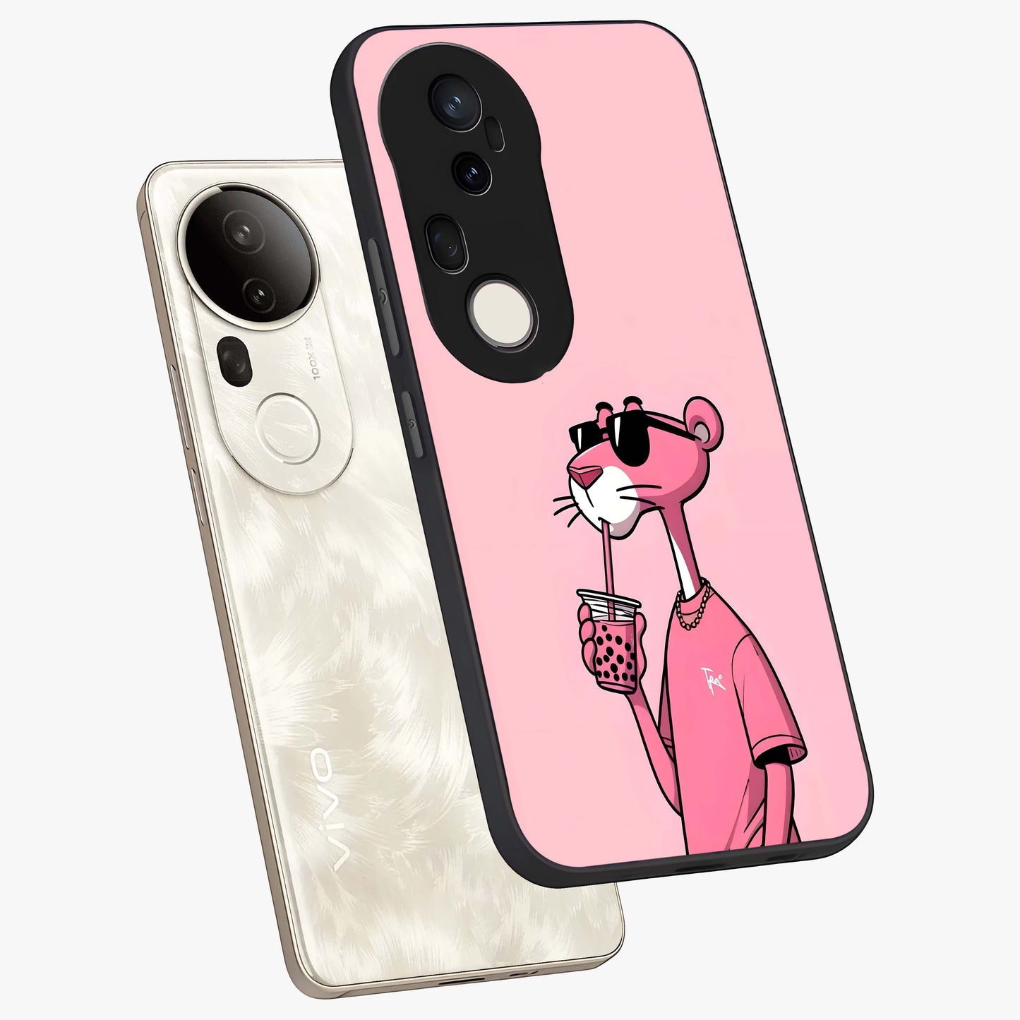 Pink Panther Glass Case displayed in angled mockup highlighting playful cartoon character design with vibrant pink aesthetic.