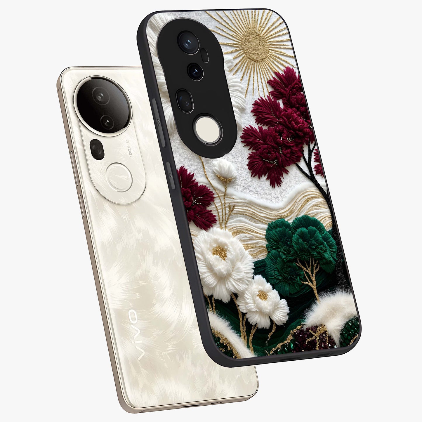 Radiant Bloom Elegance Glass Case displayed in angled mockup highlighting graceful floral design with radiant aesthetic style.