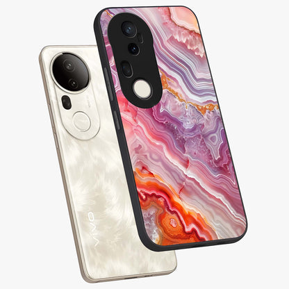 Rose Quartz Marble Glass Case displayed in angled mockup highlighting elegant marble pattern with soft aesthetic style.