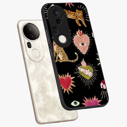 Sacred Jungle Heart Glass Case displayed in angled mockup highlighting lush tropical design with natural aesthetic style.
