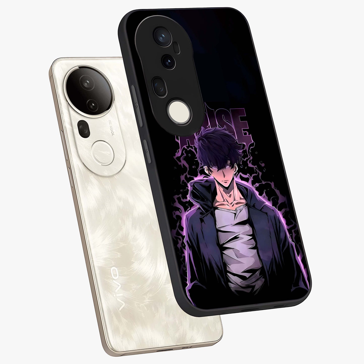 Shadow Monarch Awakening Glass Case displayed in angled mockup highlighting dramatic shadow warrior design with fantasy aesthetic.