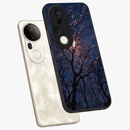 Twilight Sakura Serenade Glass Case displayed in angled mockup highlighting delicate sakura flower design with dreamy aesthetic.